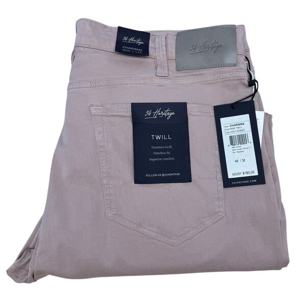 34 Heritage Charisma Relaxed Straight Leg Twill Pants Casual Tencel Rose 40/32 - Picture 1 of 9